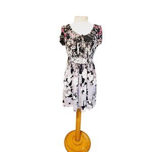 Kimchi anthro dress size Medium fit flare abstract floral‎ print